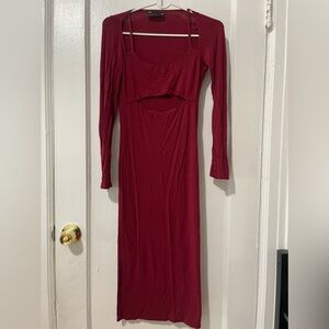 ASOS Maxi Bodycon Dress with Cutout Front Long Sleeve